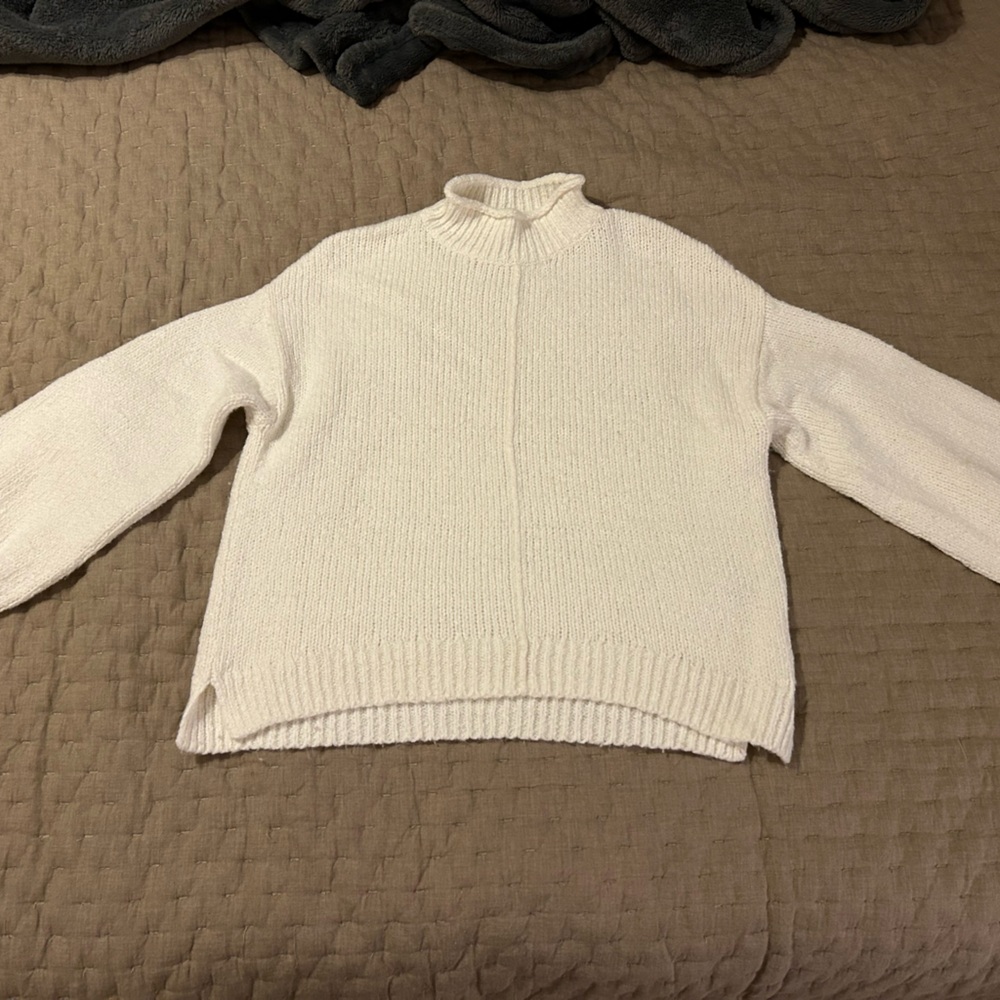 BP. Chunky Knit Sweater XXS Cream Textured Mock Neck
